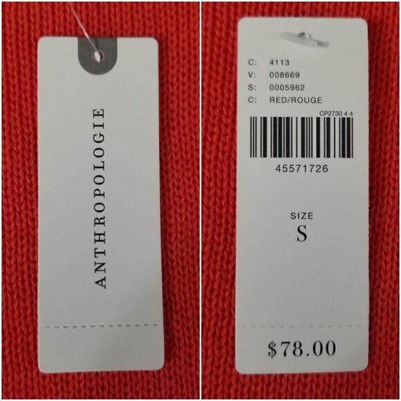 Moth Anthropologie Small Red Pink Trim Shoulder Button Accent Pullover Sweater - Picture 8 of 11